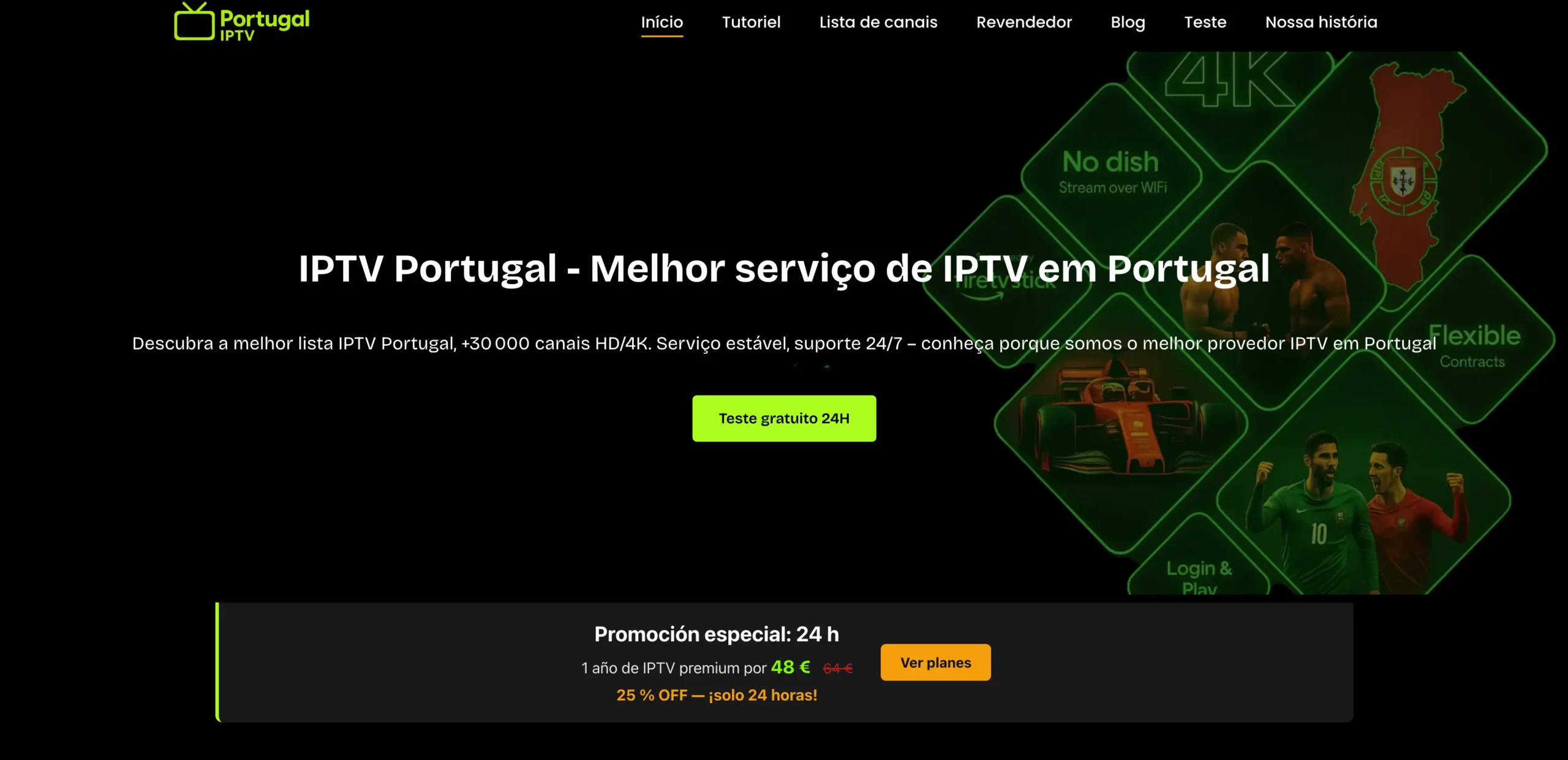 Screenshot do site IPTV Portugal Oficial